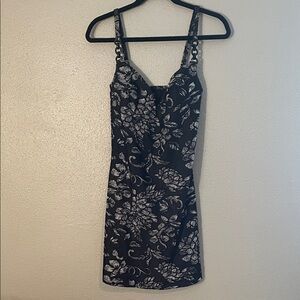 Gottex Black and White Floral Mini Dress